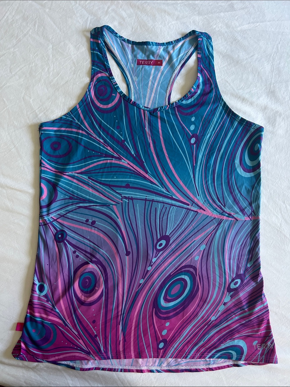 Purple Teal Abstract Racerback Cycling Tank Top